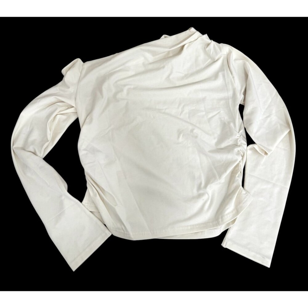 J.crew Asymmetrical off-the-shoulder top in stretch cotton blend Ivory sz xl - Picture 4 of 8